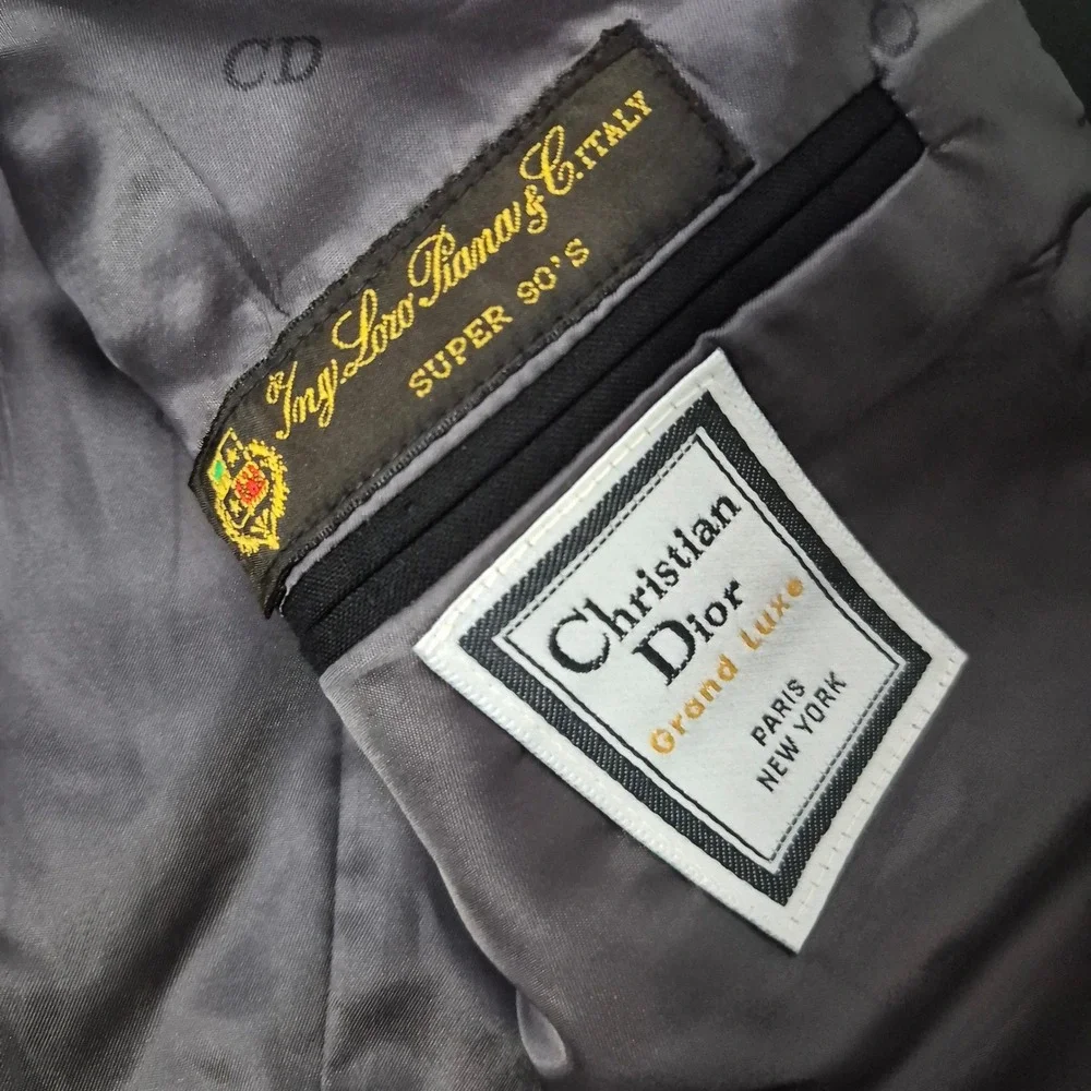 Christian Dior Tuxedo Jacket Men 40S Black Loro Piana Wool Peak Lapel Formal USA